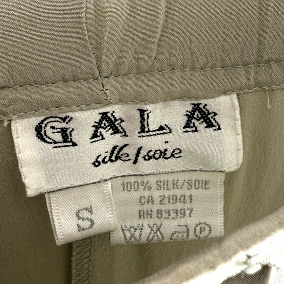 Gala Wide Leg High Rise 100% Silk Satin Pants Womens S Green Neutral - Picture 2 of 10